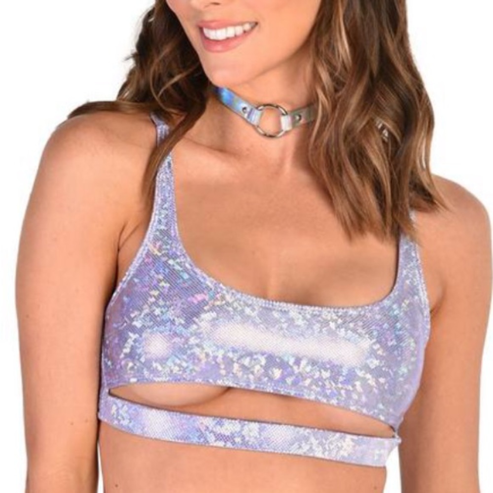 Lavender Holographic Crop Top